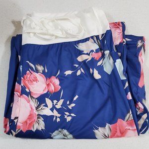 iChunhua Women's Comfy Stretch Floral Print Drawstring Palazzo Wide Leg Lounge P